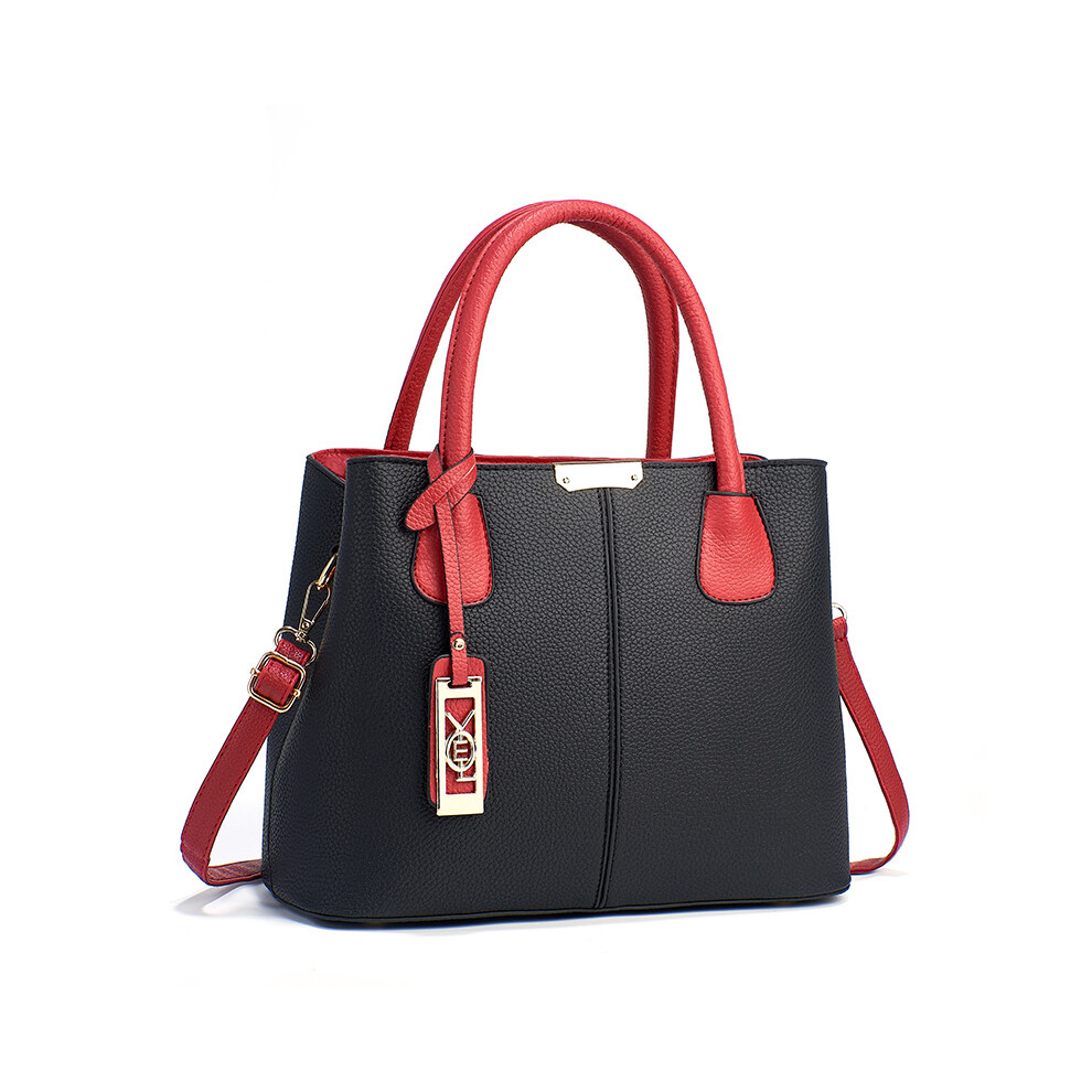 (Black Red) Contrasting Color Fashionable Womens Large Capacity Shoulder Bag Crossbody Bag