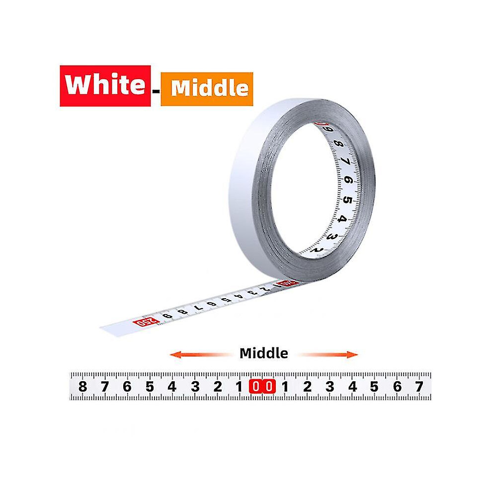 (Middle - White, 1M) Self-Adhesive Measuring Tape Stainless Steel Workbench Ruler Adhesive Backed Tape Measure Metric Scale Rust-Proof Durable Ruler 9033322385228