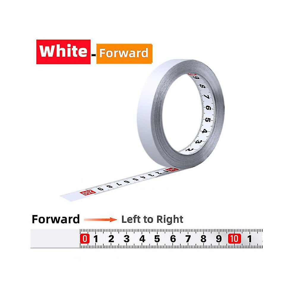 (Forward - White, 1M) Self-Adhesive Measuring Tape Stainless Steel Workbench Ruler Adhesive Backed Tape Measure Metric Scale Rust-Proof Durable Ruler 9033322385624