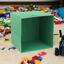 (Sage Green) 6pc Foldable Fabric Cube Storage Boxes Collapsible Kids Toys Organiser