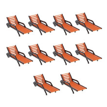 10pcs Plastic Beach Bench Lounge Chairs Landscaping Model 1:150