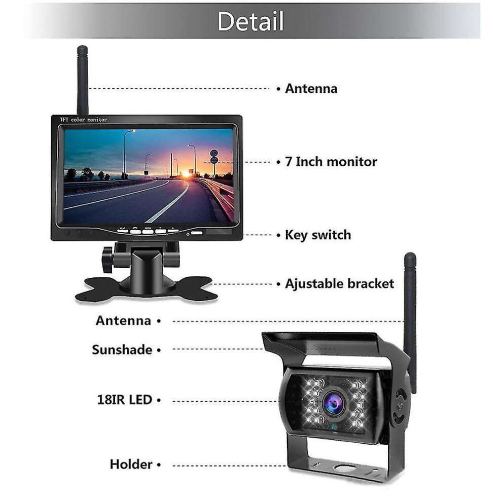 7Inch Monitor Wireless Rear View Backup Camera For Car Rv Truck Bus 8238749141599