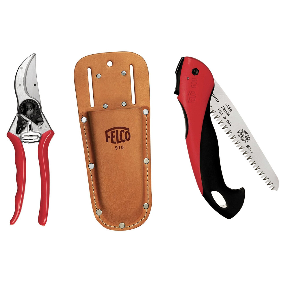 Genuine Felco Model 2 secateurs folding saw and leather holster bundle official