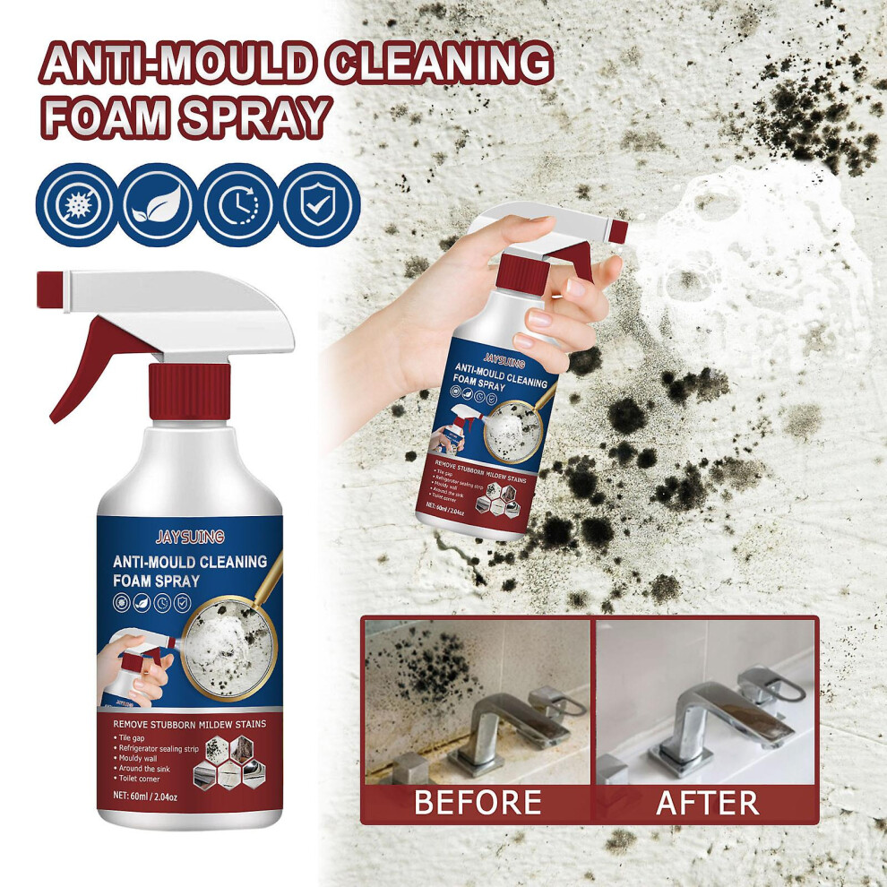 Anti-mould Spray, Mould Cleaner, Anti-mould Cleaning Foam, Powerful Multi-purpose Foam Cleaner, Removes Stains From Walls, Tiles, Silicone Seals And 6