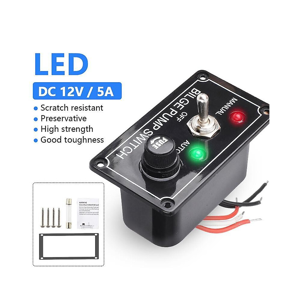 Dc 12V Fused Marine Bilge Pump Switch Panel With Led Indicator Light 9430790598585