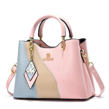 (Pink) Versatile Contrasting Womens Color Large Capacity Fashionable Shoulder Bag