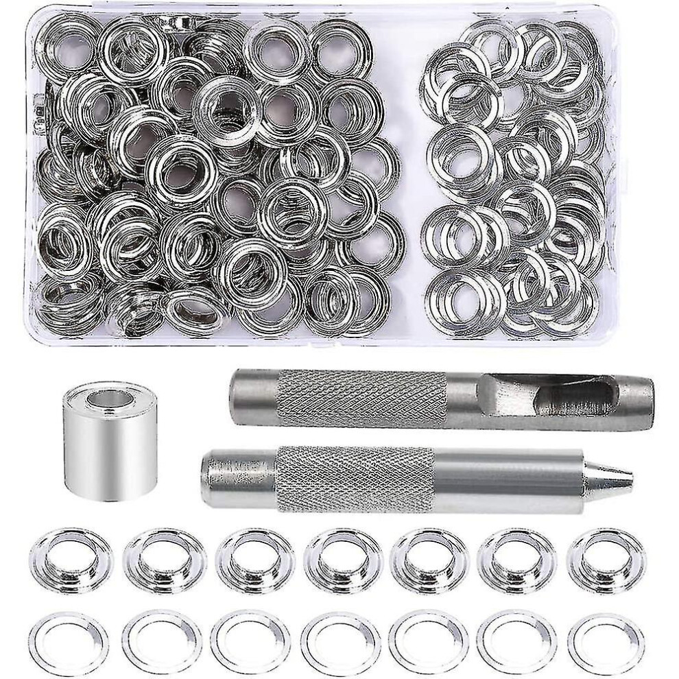 100 Sets Grommet Eyelets Kit, 10Mm Eyelets, Tarpaulin Repair Kit 9430790600820