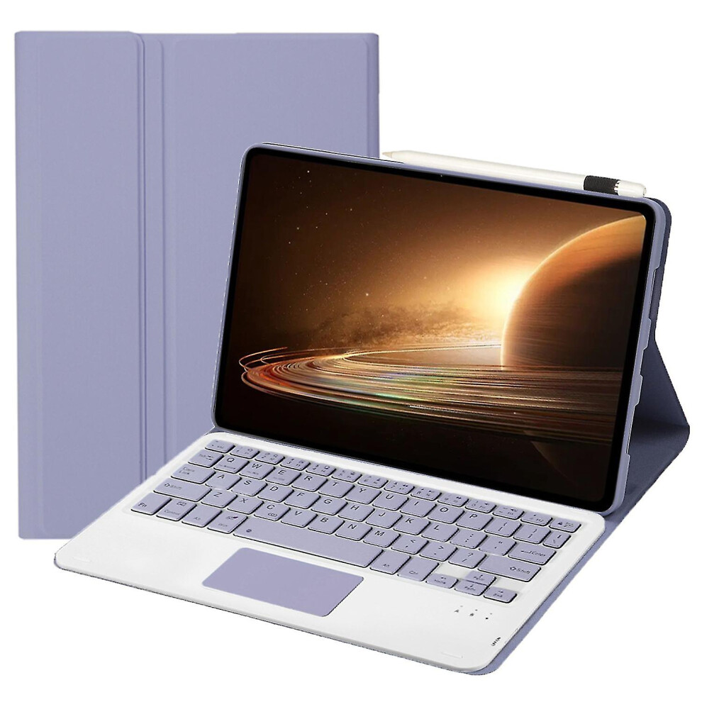 (Purple) Op13-A For Oppo Pad 2 Tablet Case With Detachable Bluetooth Keyboard Touchpad Leather Stand Cover Purple 9033322407012