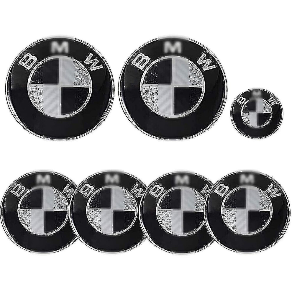 Car Emblem 7 Parts For Bm-W 82Mm Emblem Bonnet And Trunk And Emblem 68Mm Hubcaps And 45Mm Steering 8238749145436