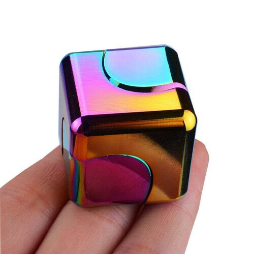 (Rainbow) Rainbow Square Magic Dice Fidget Spinner - Metal Cube Antistress Toy