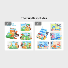 (4 Pages 8 Sides Forest Tail Cloth Book 4 Pages 8 Sides Ocean Tail Cloth Book) Soft Cloth Crinkle Toys for Tummy Time, Stroller, Learning & Gifts