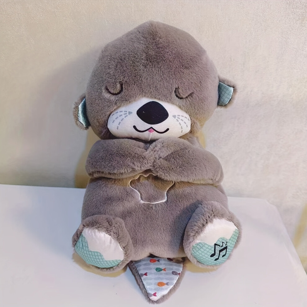 (COFFEE) 1pc, Breathing Otter Portable Plush Soother With Music, Sounds