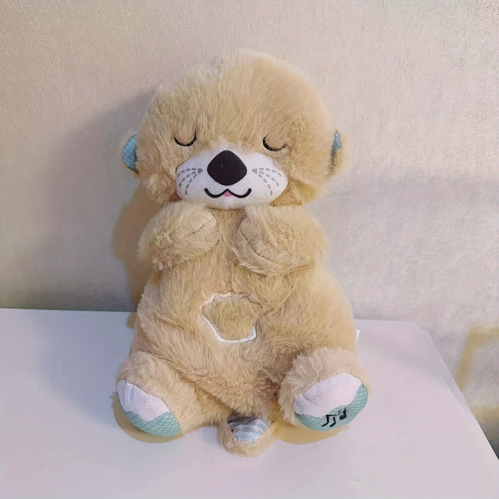 Skesrjtop (Brown) 1Pc, Breathing Otter Portable Plush Soother With Music, Sounds Brown