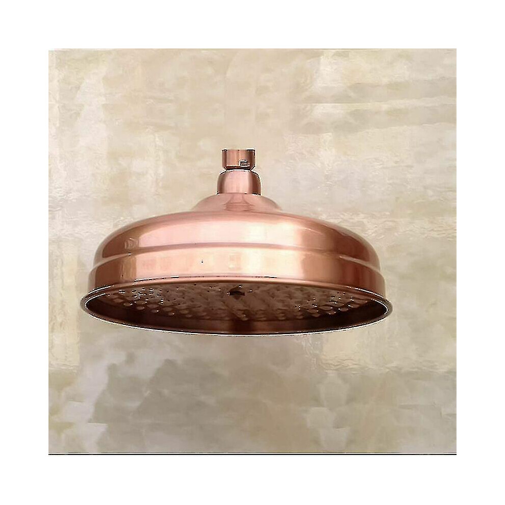 Copper Shower Head, 20cm (8 Inch) Diameter, High Pressure Fixed Shower Head With Adjustable Angle Shower Head Rain
