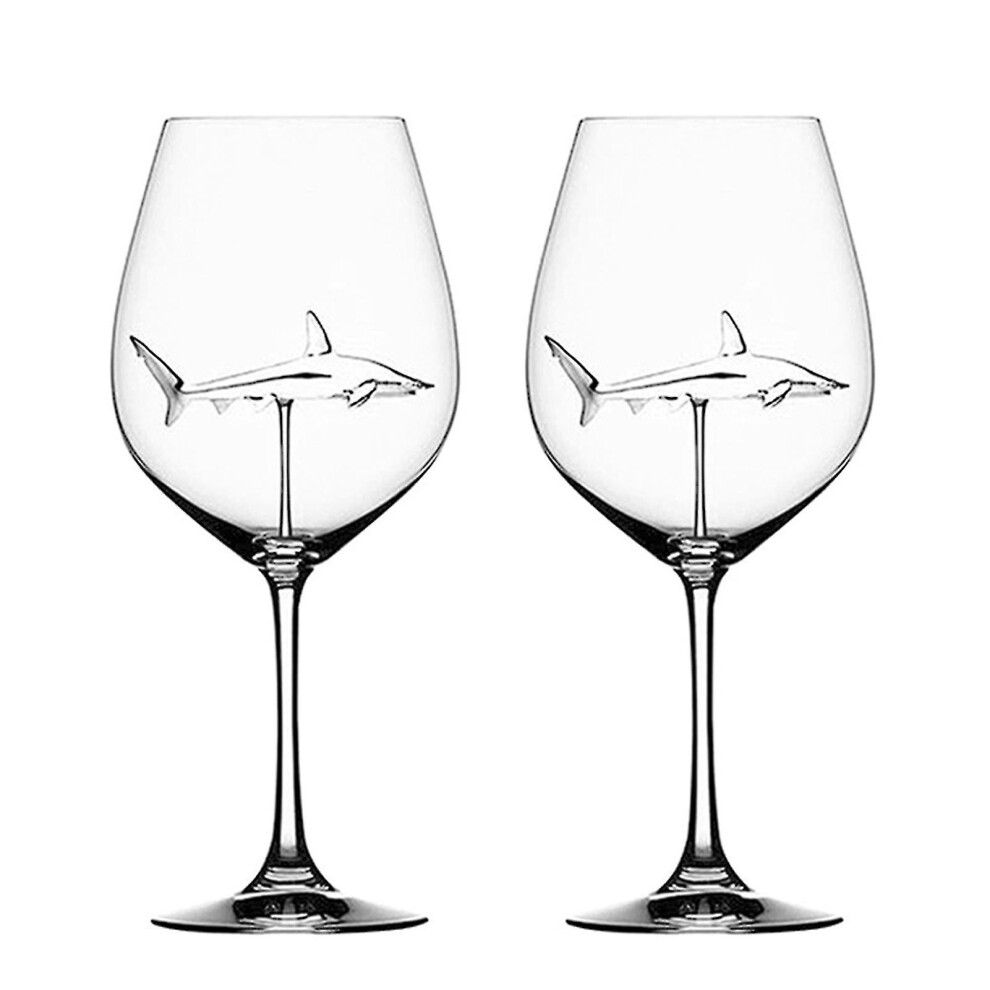 Red Wine Glasses With Shark Inside Goblet Glass Clear Glass  Home Bar Party-h
