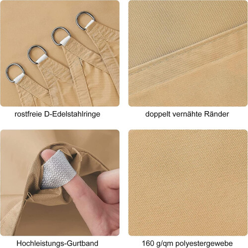 2x3m Rectangular Waterproof Shade Sail, Waterproof Pes Shade Sail, 3x2m Rectangular Shade Net, Sand 2x3 1