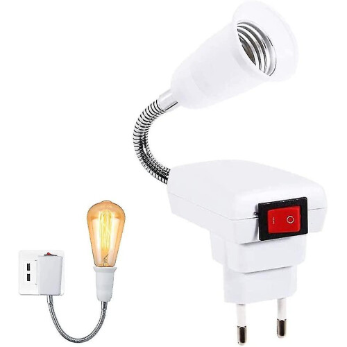 E27 Lamp Socket With Switch (eu Plug), Reading Light With Flexible Neck, Socket Light With Switch, 2-yvan
