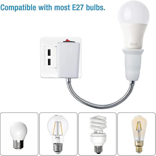 E27 Lamp Socket With Switch (eu Plug), Reading Light With Flexible Neck, Socket Light With Switch, 2-yvan 2