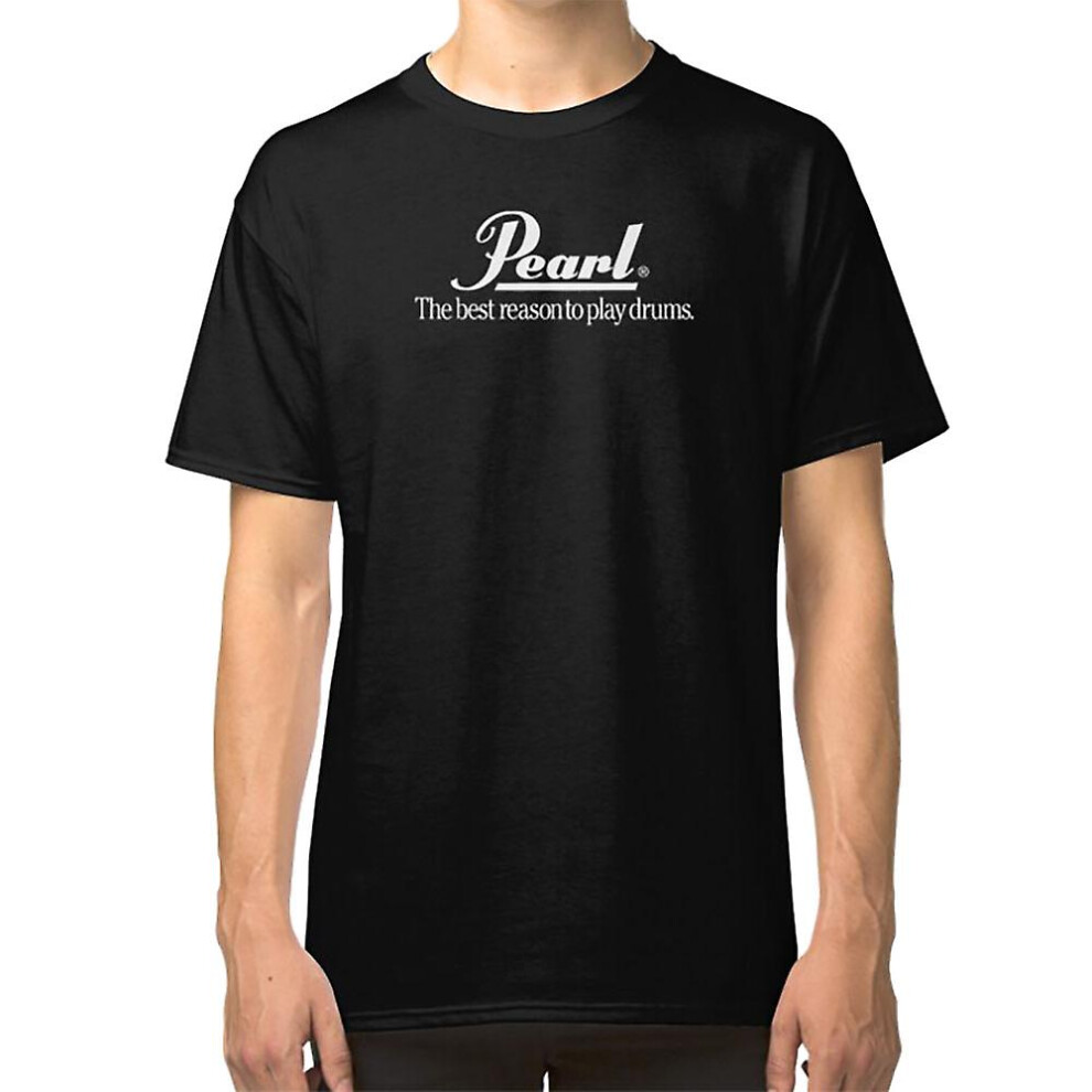 (L) Pearl Drum The Best Reason to Play Drums - WHITE LOGO FOR DARK ITEMS T-shirt