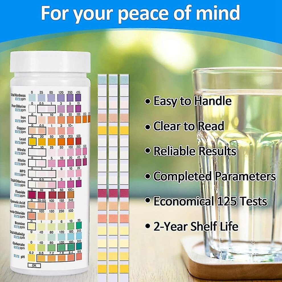16in1 Water Testing Kit For Drinking Water,125strips Water Test Kit ,testing Lead Fluoride Ph Iron