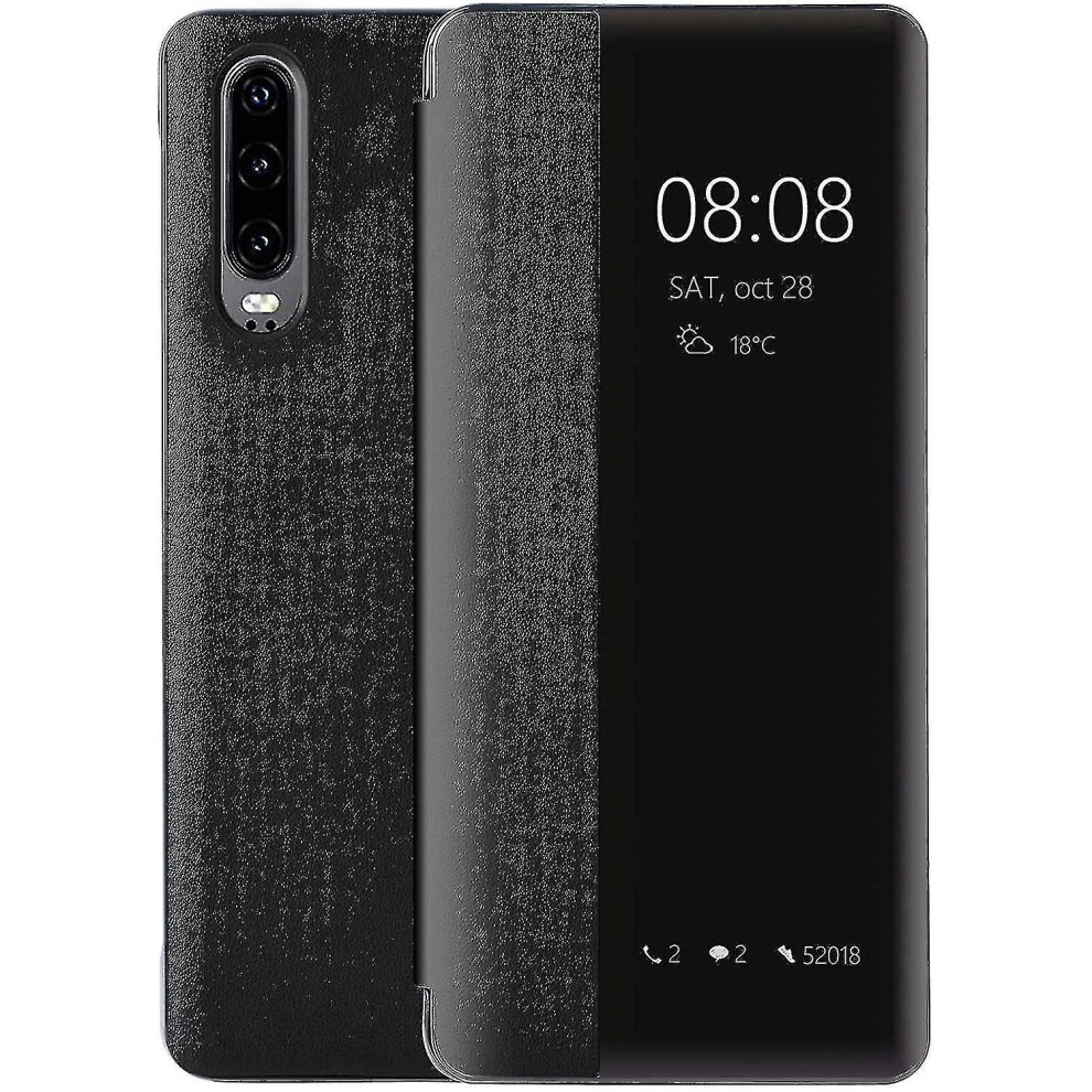 Huawei P30 Case, Smart View Leather Flip Case, [Power Saving Mode][Integral Protection](P30,) -Bp Black 8238749151918
