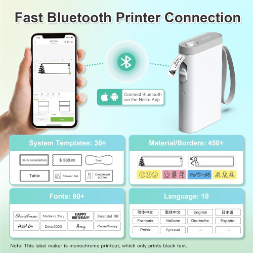 Nelko Label Maker Machine with Tape, P21 Portable Bluetooth Label Printer, Wireless Handheld Sticker Maker Mini Label Makers 1