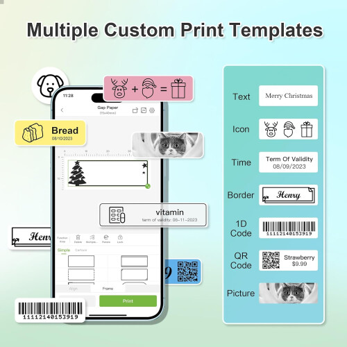 Nelko Label Maker Machine with Tape, P21 Portable Bluetooth Label Printer, Wireless Handheld Sticker Maker Mini Label Makers 2