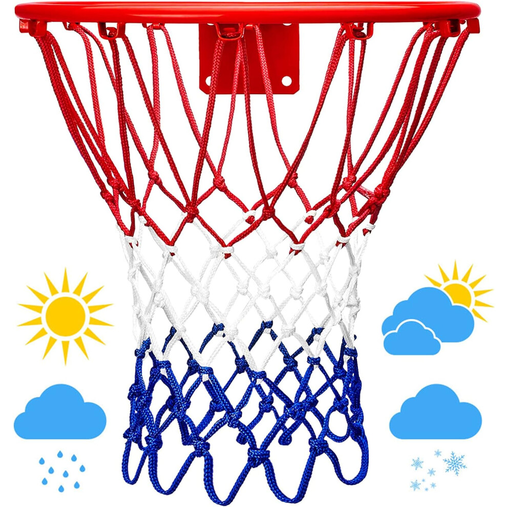 Upgraded Thickening Heavy Duty 21inches Standard Basketball Nets,Rainproof Sunscreen for All-Weather Thick Nets,12 Loops