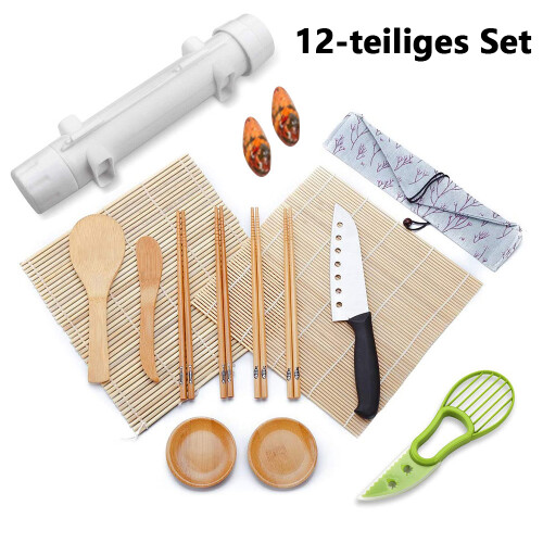 12 Pieces Sushi Making Kit, All In One Sushi Bazooka Maker