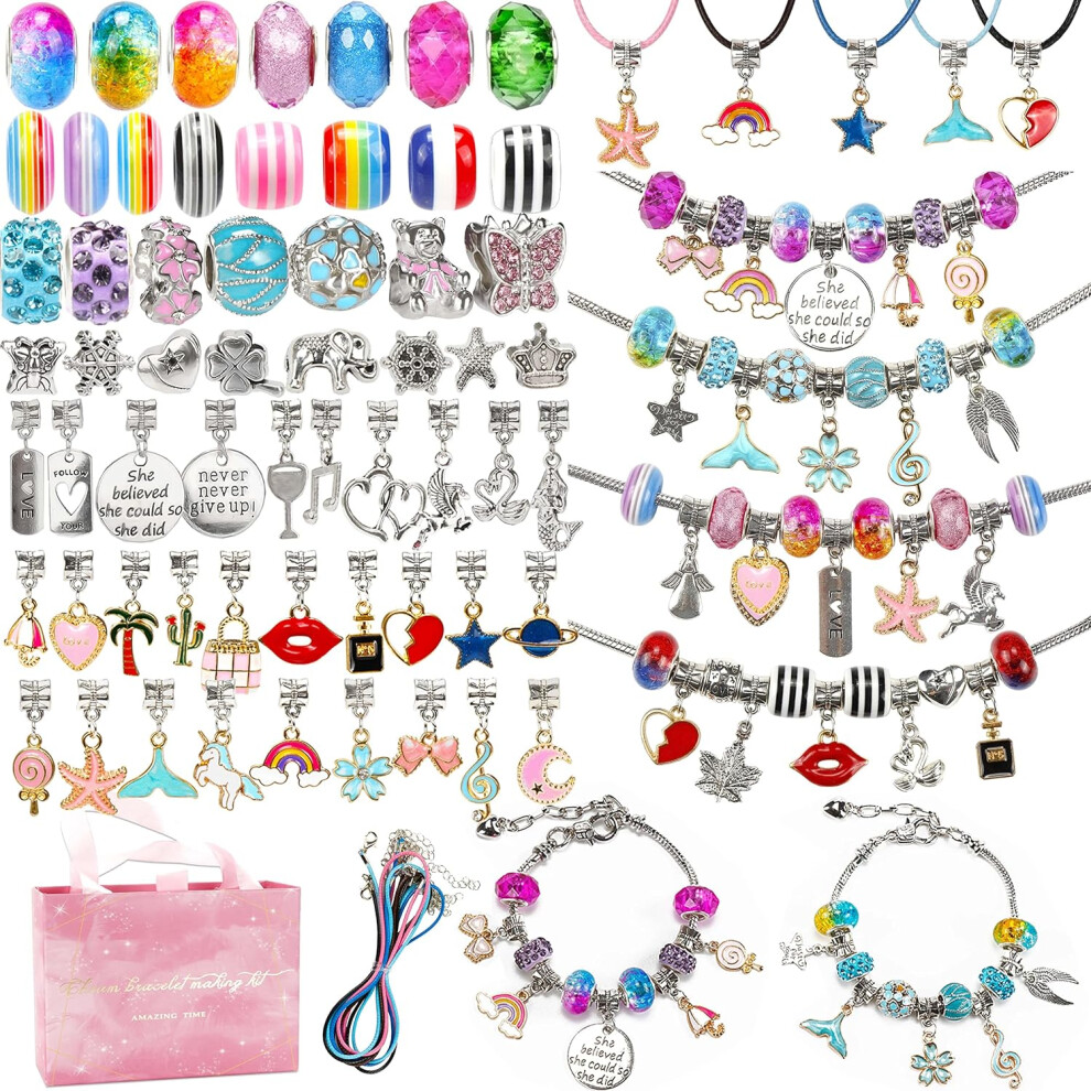 130 Pieces Charm Bracelet Making Kit Including Jewelry Beads