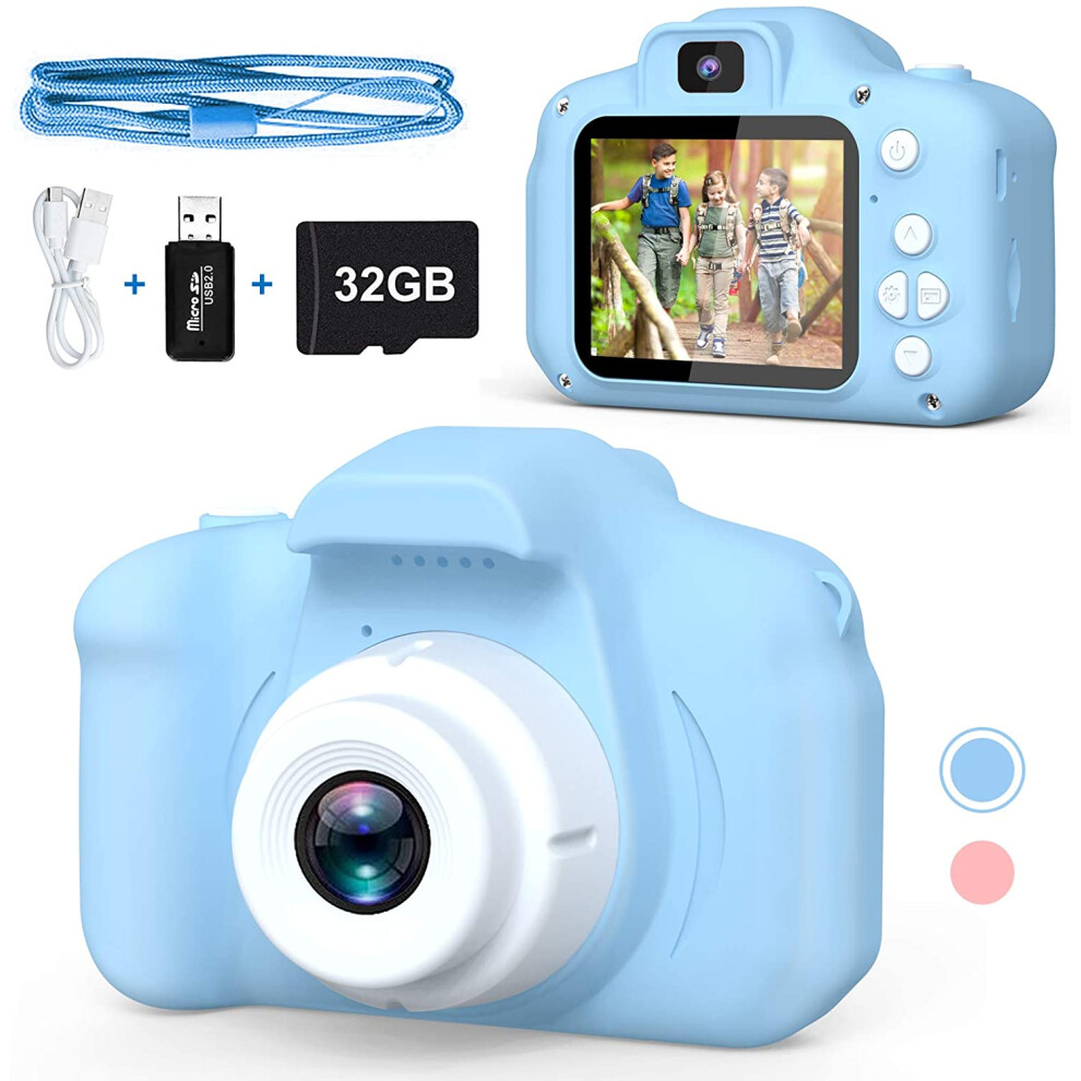 Shockproof Selfie Kids Camera, HD Digital Video with 32GB SD Card