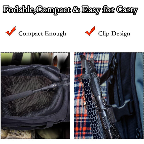 Floating fishing net Folding landing net with fixed pole Soft rubber coated net 2