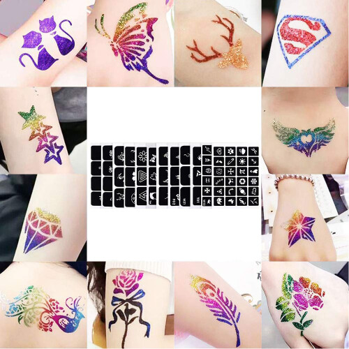 Glitter Tattoo Set with 24 Large Glitter Tubes, Temporary Tattoos 2