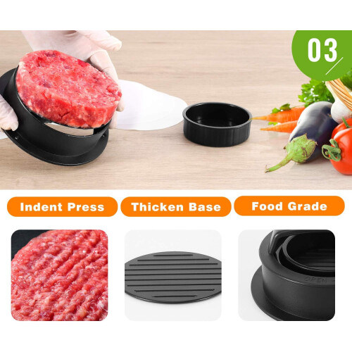 Burger Press, 3 in 1 Non-Stick Hamburger Patty Maker Hamburger Press Set 1