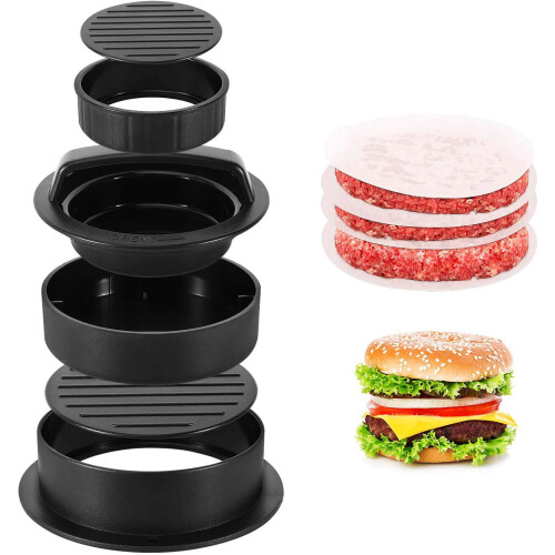 Burger Press, 3 in 1 Non-Stick Hamburger Patty Maker Hamburger Press Set