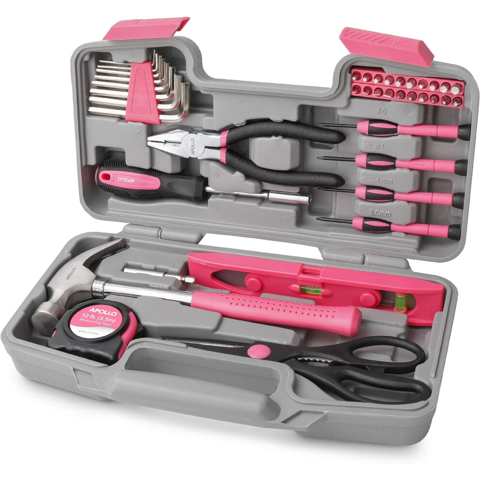 39 Pieces Lady's Tool Box With Pliers Set, Hammer, Precision Screwdriver And Household Tools 6228927252638