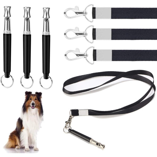 3pcs Professional Ultrasonic Whistle High Frequency Adjustable With Lanyard Dog Training Kit