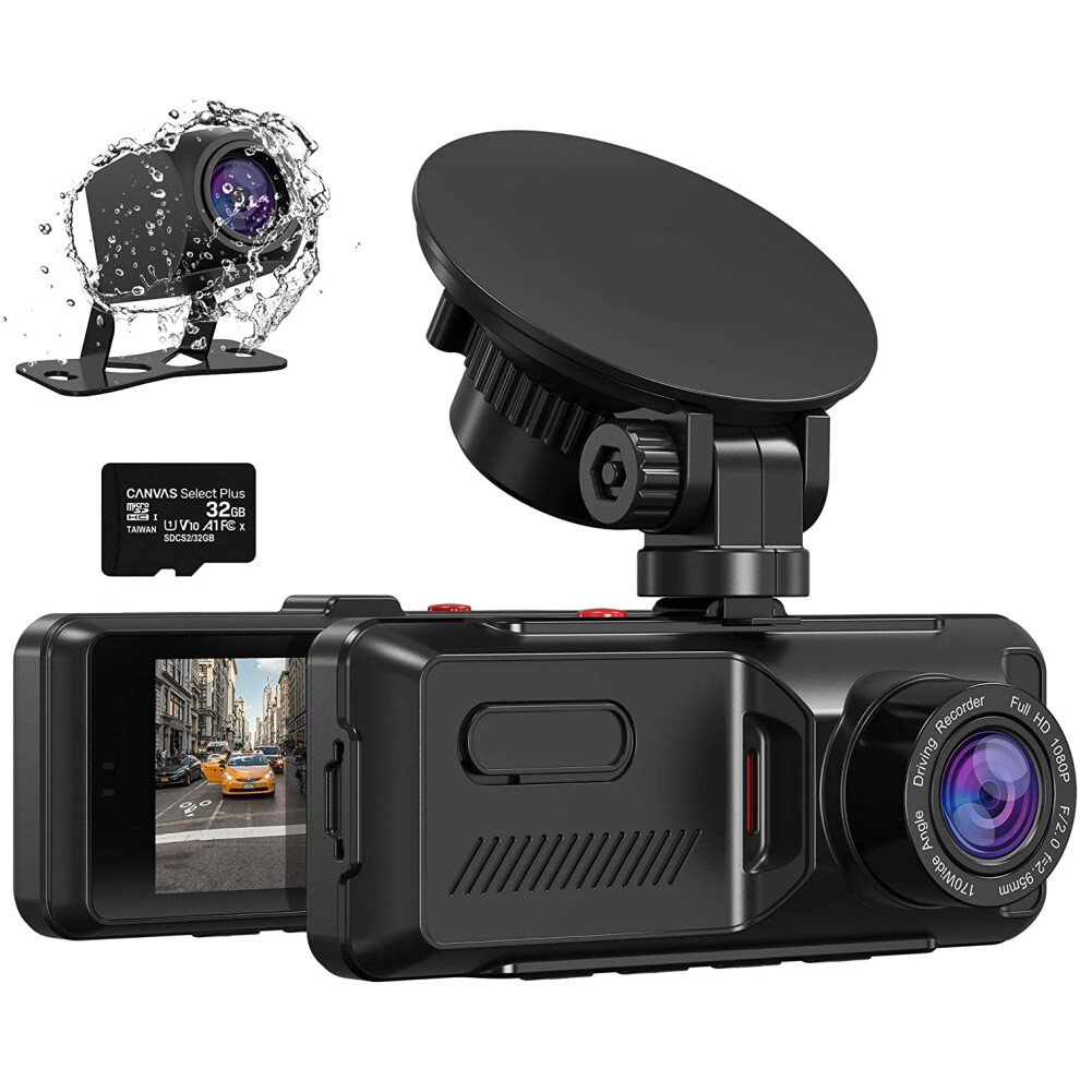 Dual Dash Cam With Built-In Gps, 1080P Front And Rear Dash Camera For Cars, 32Gb Card Included 6228927253055