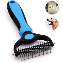 Pet Grooming Tool- 2 Sided Undercoat Rake for Dogs & Cats-Safe and Effective Dematting Comb