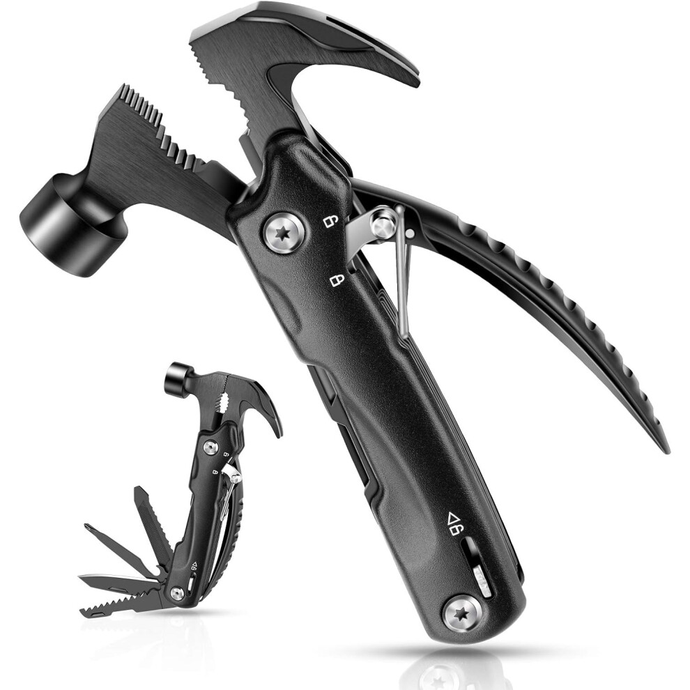 Cool and Unique Birthday Christmas Gift for Men, Boyfriend, Husband, Mini Hammer Multi Tool Belt Knife Camping Tool