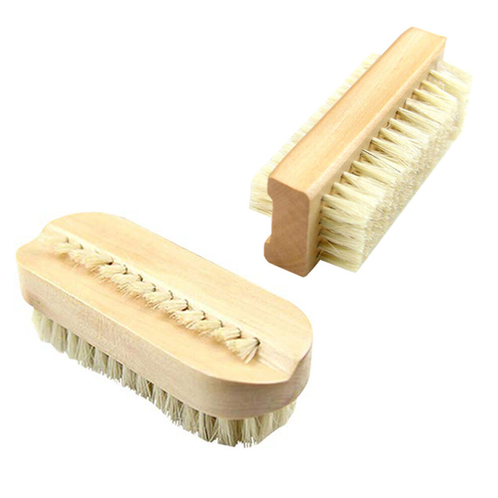 2Pcs Bamboo Nail Brush, Double Sided Strong Natural Wood Sisal Scrub Brush For Toes And Nails, Clean Nail Brush