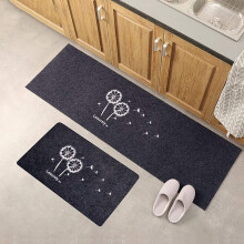 White Dandelion Gray Background Printed Kitchen Mat 40*60Cm+40*120Cm