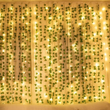 12-Pack 10m Artificial Ivy Garland with 100 LED Lights – Outdoor/Indoor Faux Vine for Weddings, Gardens & Home Decor