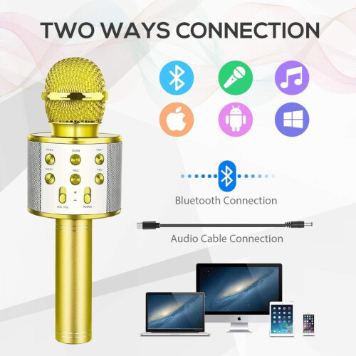 Wireless Bluetooth Karaoke Mic with Speaker,Gift Singing Toy for Kid 1