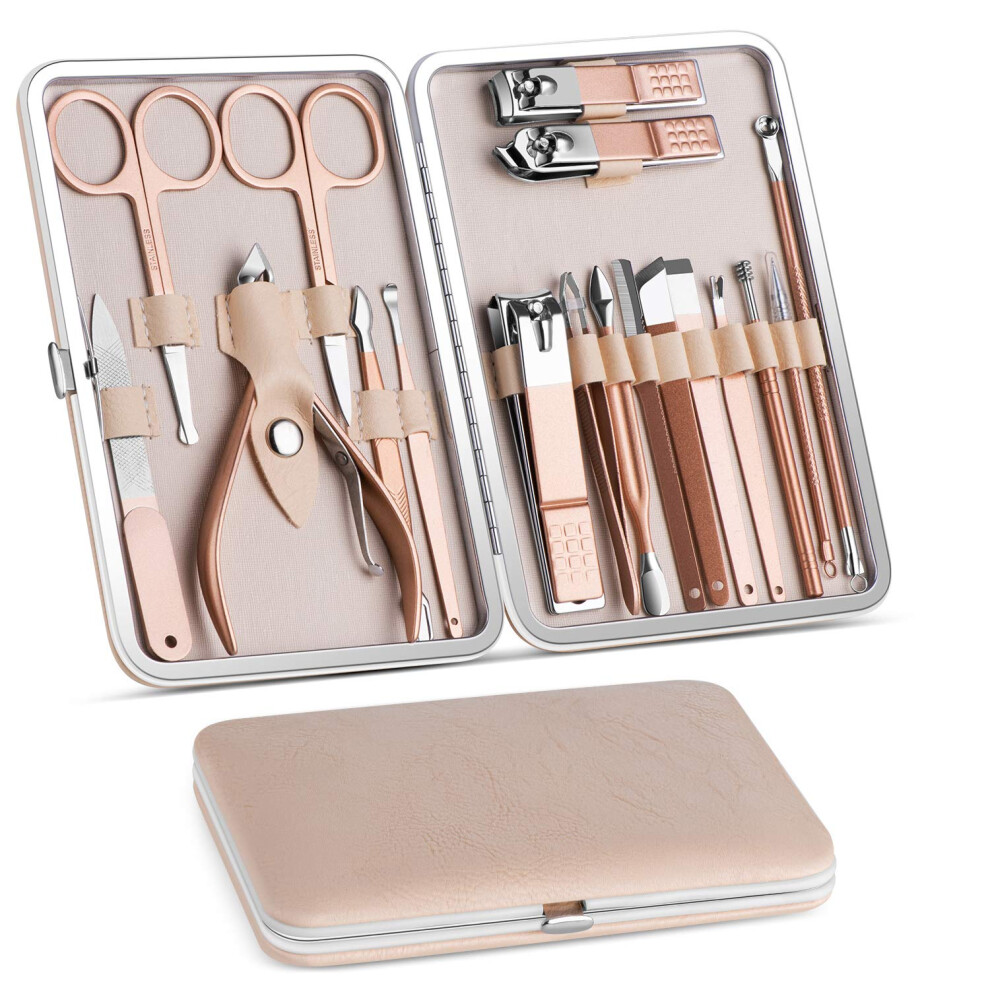 Limbo Manicure Set, Pedicure Kit, Nail Clippers, Professional Grooming Kit, Nail Tools 18 In 1 With Luxurious Travel Case