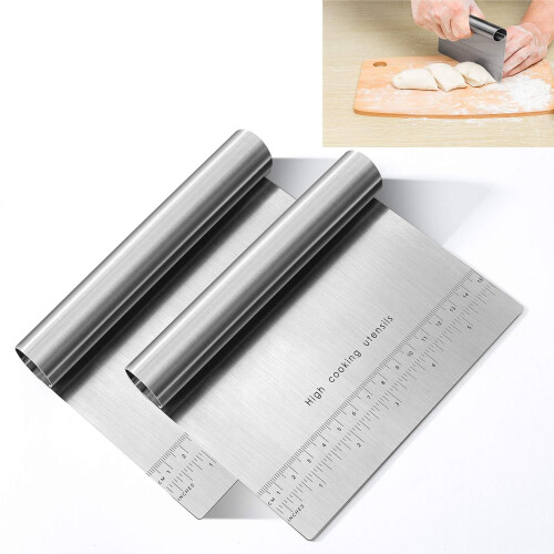 2 Pcs Dough scraper/cutter/chopper Mirror polished stainless steel