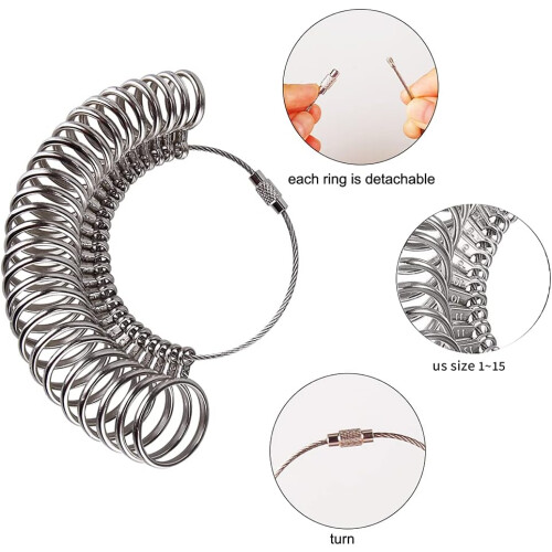 Ring Sizing Tool, Aluminum Ring Mandrel and Finger Gauge (Metal Ring Sizing Tool Kit) 2