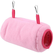 Parrot Hamster Bird Warm Velvet Tunnel Winter Toy Hammock Plush Fluffy Bird Nest Tunnel (Pink)