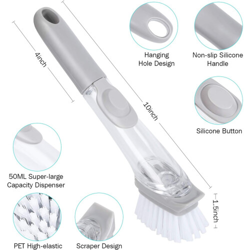 Soap Dispenser Dish Brush, Dish Brush With Detergent Dispenser 1