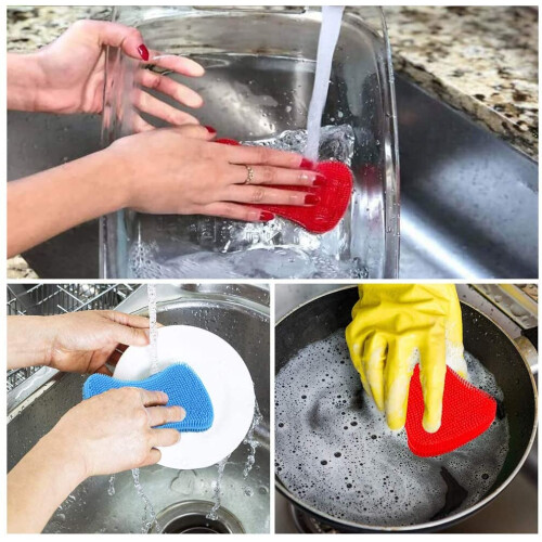 Silicone Dish Sponges, Silicone Dish Sponges, Kitchen Tool Brush Accessories (3-Pack) 2